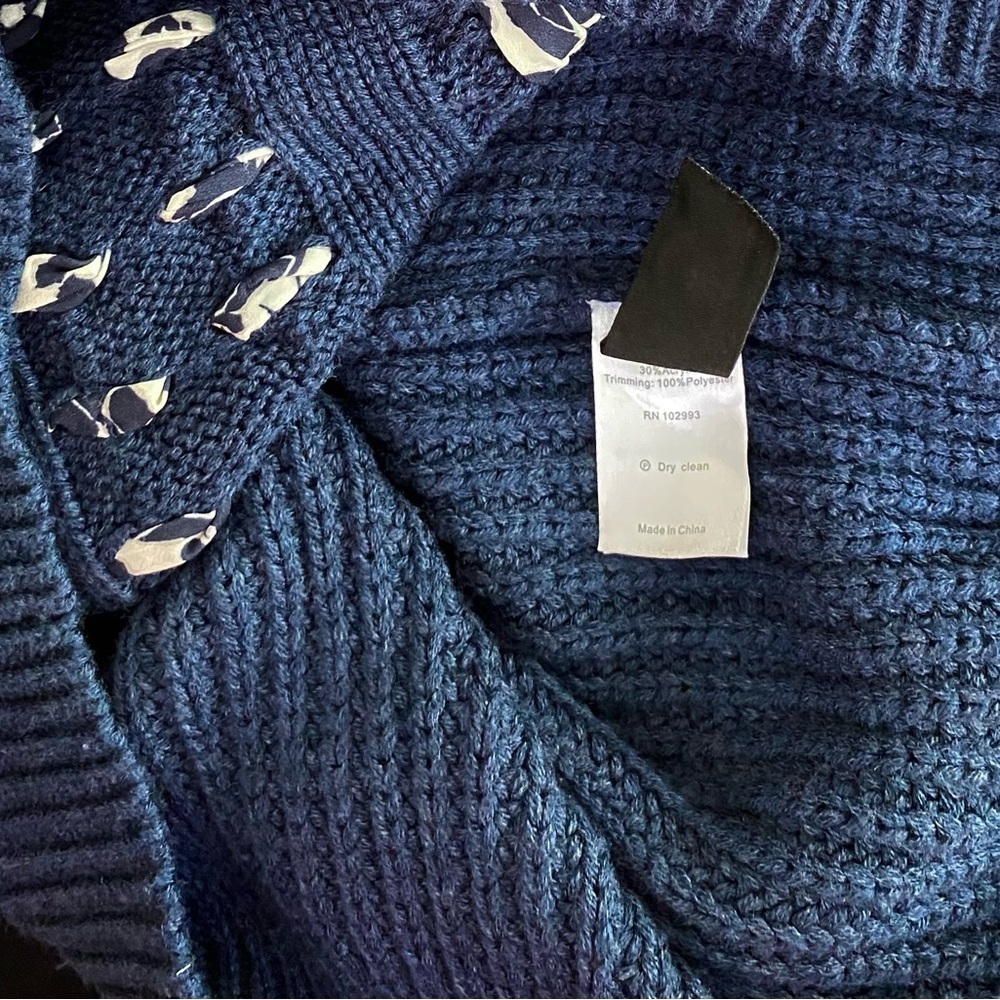 Jason Wu Collective Woven Detail Sweater Crew Neck Dark Blue Size XXL - Picture 8 of 9